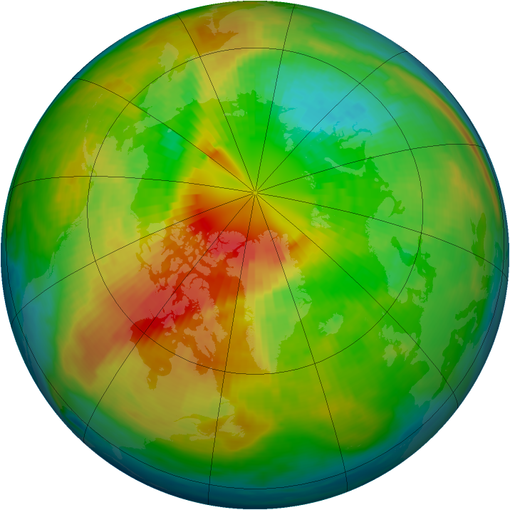 Arctic ozone map for 12 March 1993